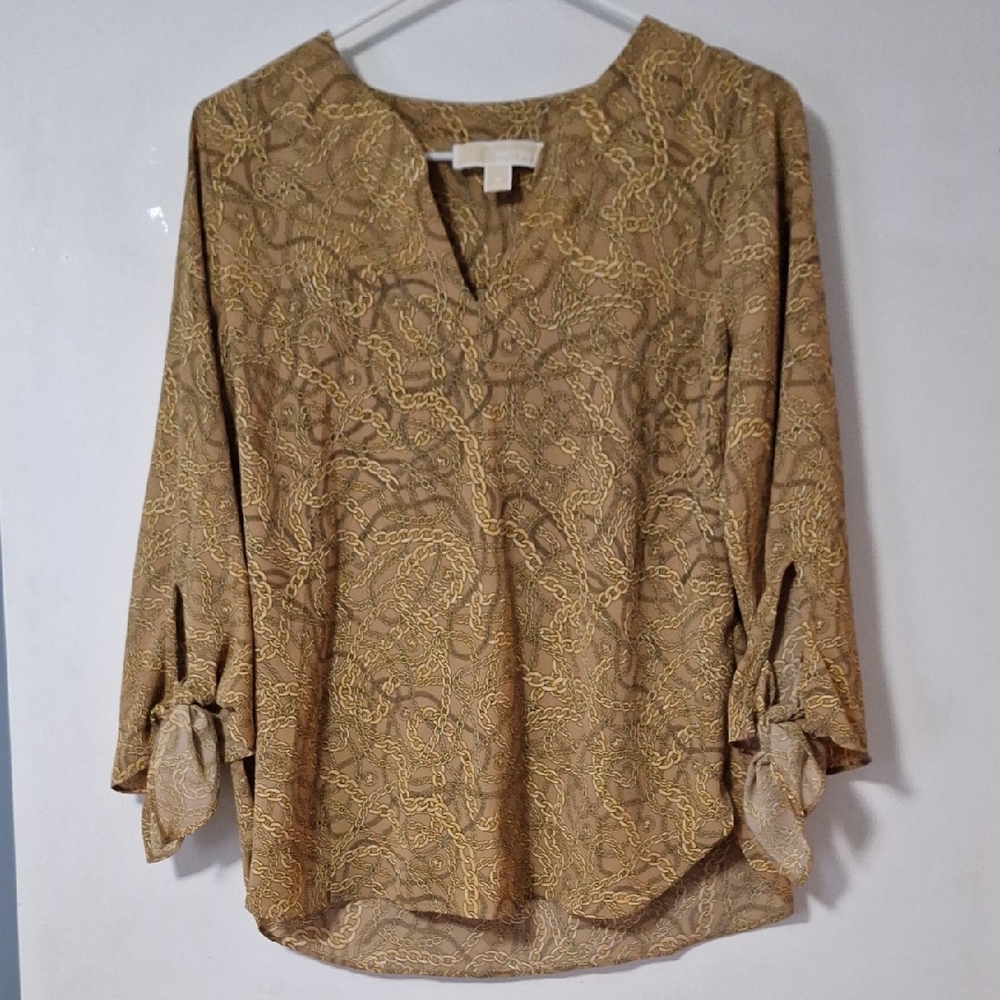 MICHAEL Michael Kors Tan Chain Pattern Blouse